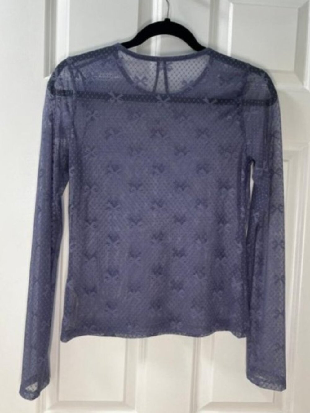 By Anthropologie Long-Sleeve Novelty Lace Top in Slate - Size Small - NWT - Picture 4 of 5